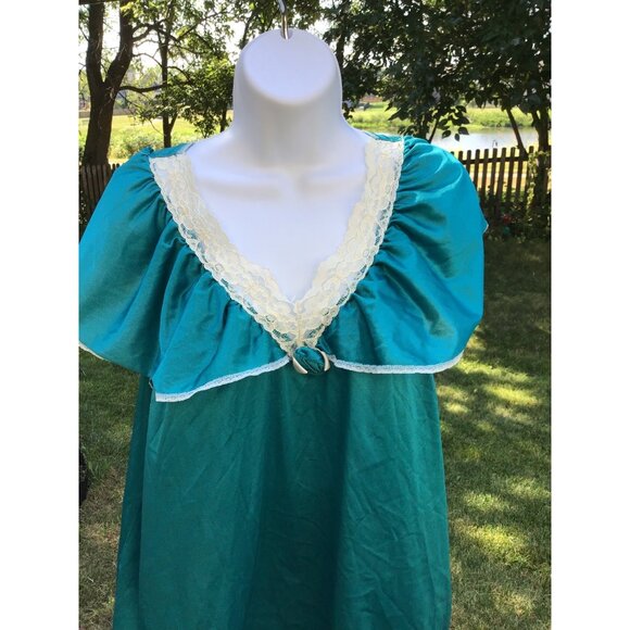 Vintage Vassarette Two-Piece Loungewear Set With Lace Trim S Vassarette Shiny Te - Picture 2 of 7